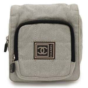 CHANEL Gray Logo Pouch